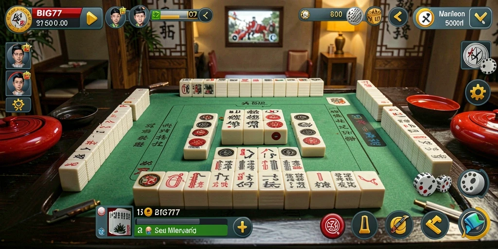 Tampilan gameplay seru dalam BIG77 dengan aktivitas Mahjong.