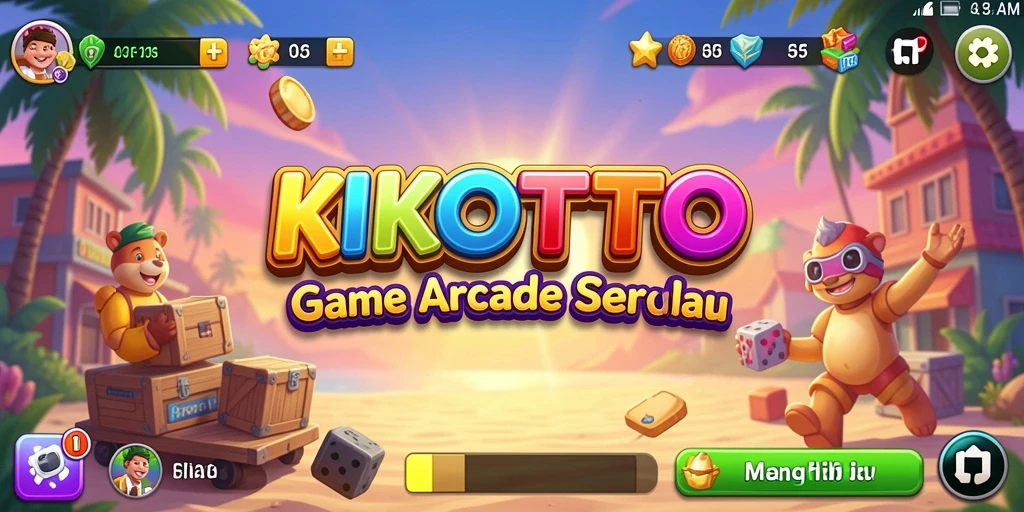 Tangkapan layar KIKOTOTO menunjukkan gameplay yang dinamis dan penuh warna.