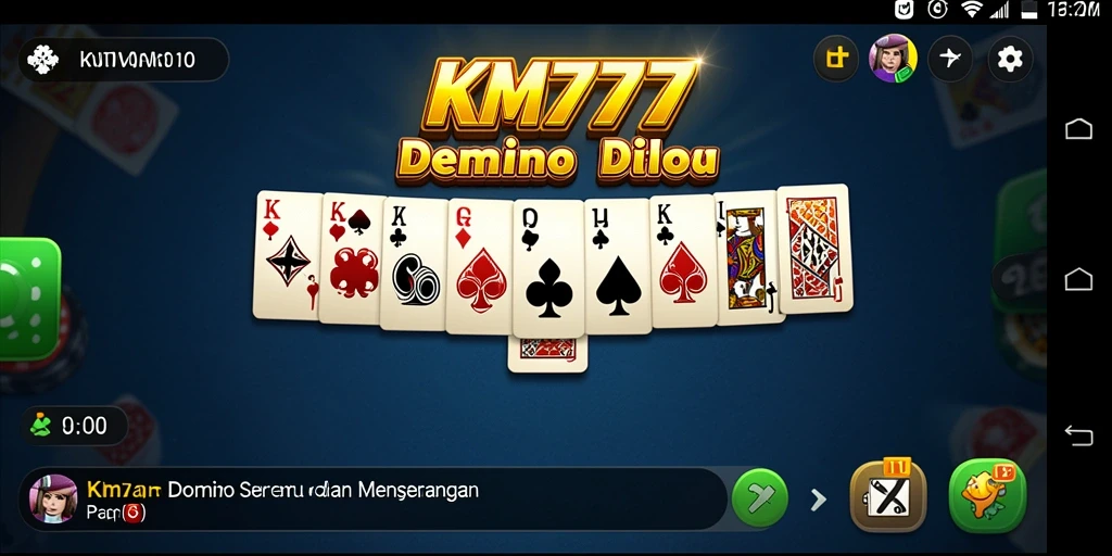 Tampilan seru gameplay domino di KM777 yang penuh strategi.