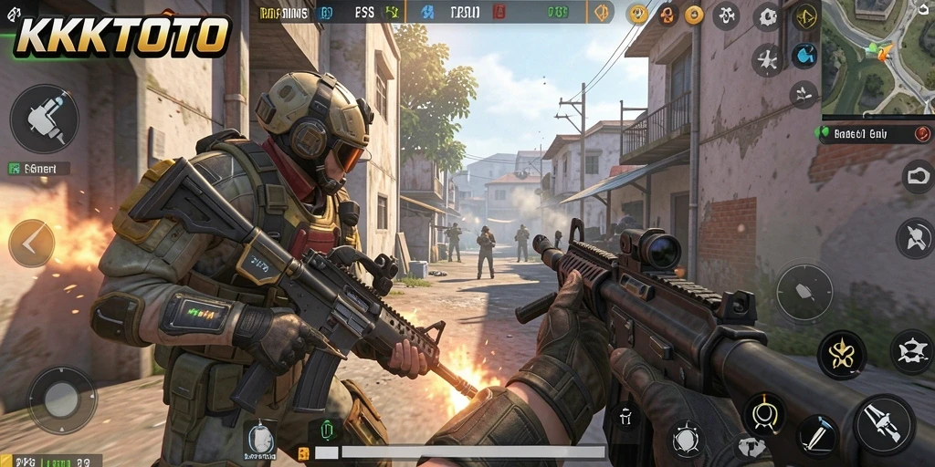 Tangkapan layar KPKTOTO menampilkan aksi pertempuran seru di arena FPS.