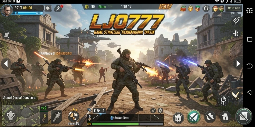 Tampilan gameplay LJO777 menampilkan pertempuran strategis yang mendebarkan.