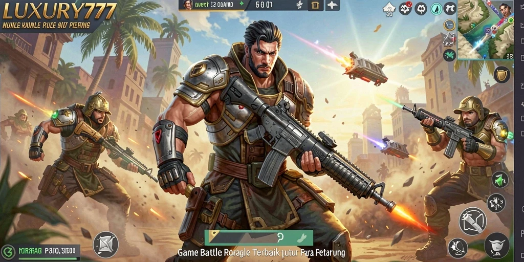 Screenshot gameplay LUXURY777 dengan aksi pertempuran intens.