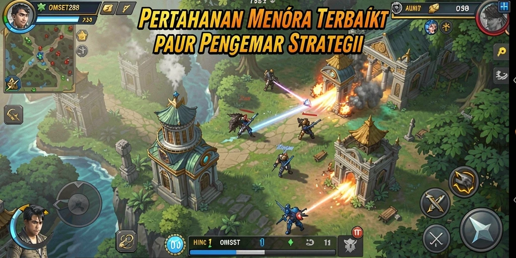 Tampilan utama permainan OMSET288 dengan aksi Tower Defense yang intens.