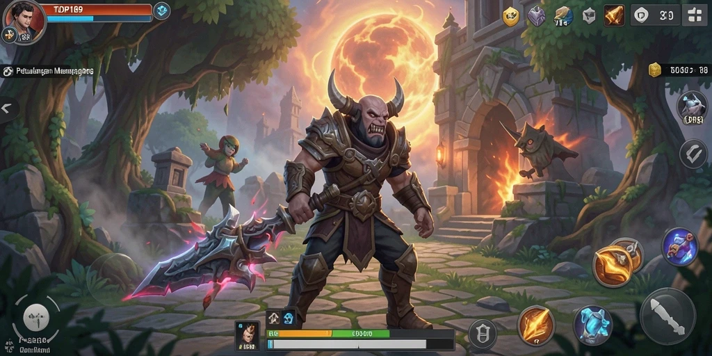 Tampilan gameplay menarik dari TOPI189 dengan pertempuran dinamis.
